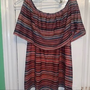 Catherine’s 2x off the shoulder colorful top